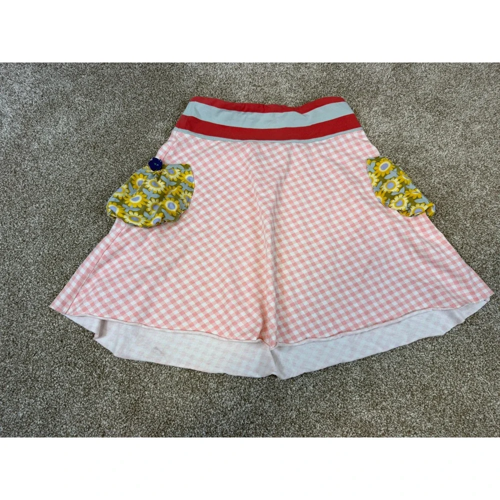 Matilda Jane Serendipity Girls Skirt Pink Gingham Floral Pocket 8 Retired HTF